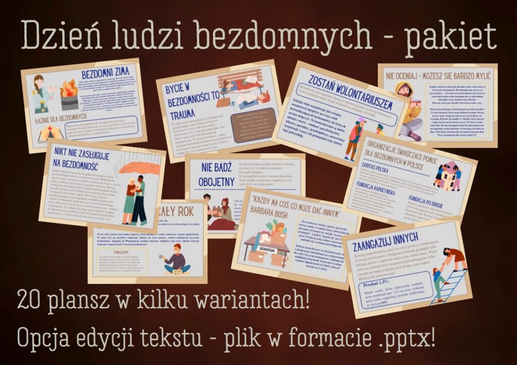 Dzień ludzi bezdomnych - gazetka - 20 kart pracy - 2025