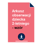 Arkusz obserwacji dziecka 2-letniego - wzór