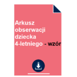 Arkusz obserwacji dziecka 4-letniego - wzór