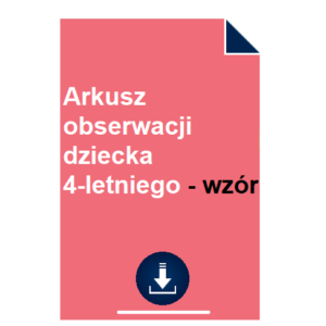 Arkusz obserwacji dziecka 4-letniego - wzór