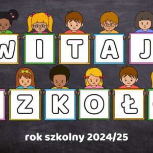 Dekoracja na rozpoczęcie roku szkolnego z napisem „Witaj Szkoło”