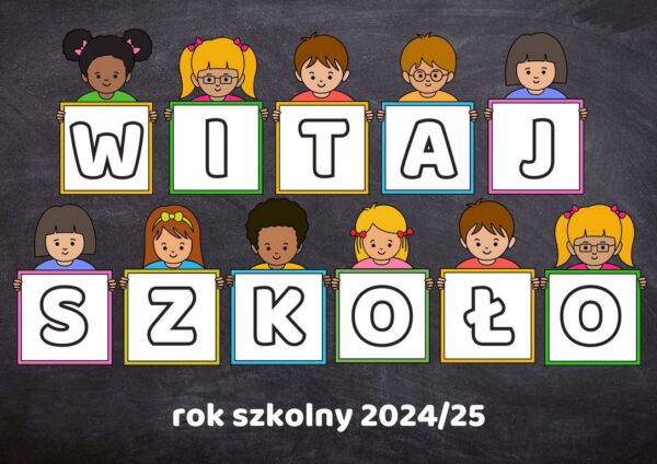 Dekoracja na rozpoczęcie roku szkolnego z napisem „Witaj Szkoło”