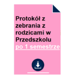 Protokół z zebrania z rodzicami w Przedszkolu po 1 semestrze