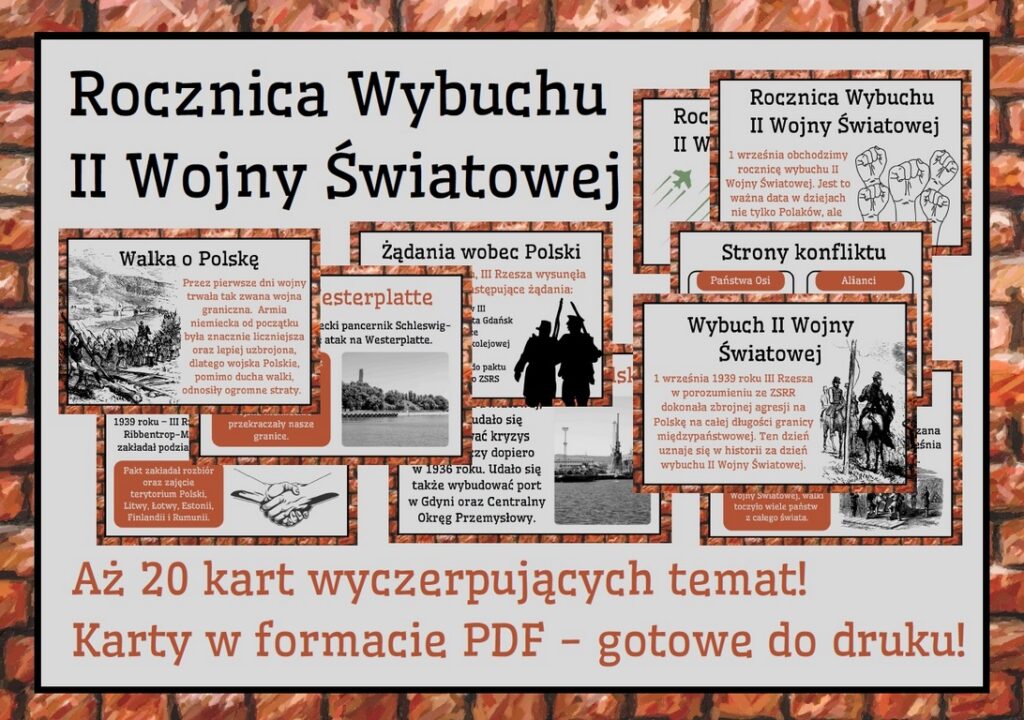 Rocznica Wybuchu II Wojny Światowej - Gazetka szkolna - aż 20 kart! - 2025