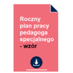 Roczny plan pracy pedagoga specjalnego - wzór