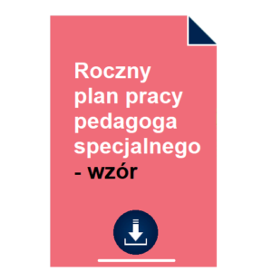 Roczny plan pracy pedagoga specjalnego - wzór