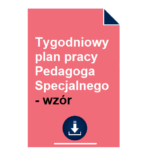 Tygodniowy plan pracy Pedagoga Specjalnego - wzór