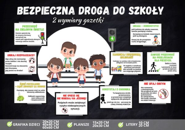 Bezpieczna droga do szkoły - gazetka szkolna - dekoracja dla dzieci