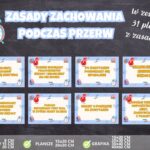 Zasady zachowania podczas przerw - dekoracja grafika na gazetkę szkolną