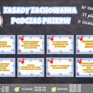 Zasady zachowania podczas przerw - dekoracja grafika na gazetkę szkolną