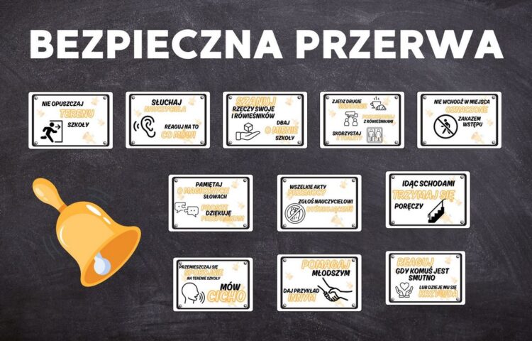 bezpieczna przerwa w szkole - gazetka - dekoracja