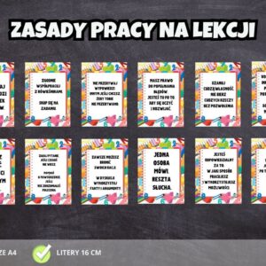 „Zasady pracy na lekcji” - dekoracja na gazetkę szkolną PDF