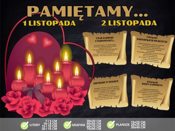 PAMIĘTAMY Dekoracja na Wszystkich Świętych