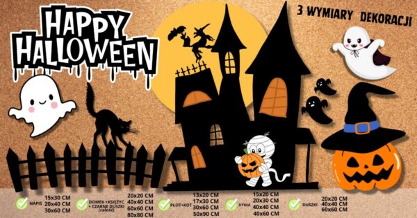 „Halloween” - grafiki na gazetkę szkolną i dekorację - PDF do druku