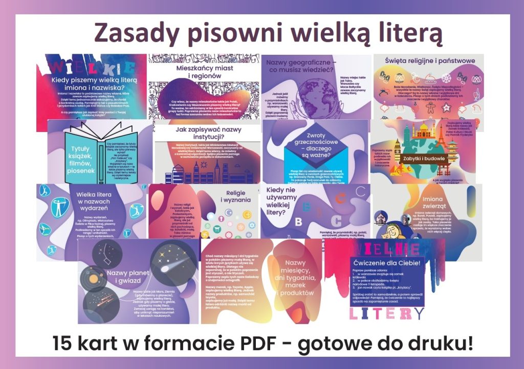 Zasady pisowni wielką literą - gazetka szkolna do druku - 2025