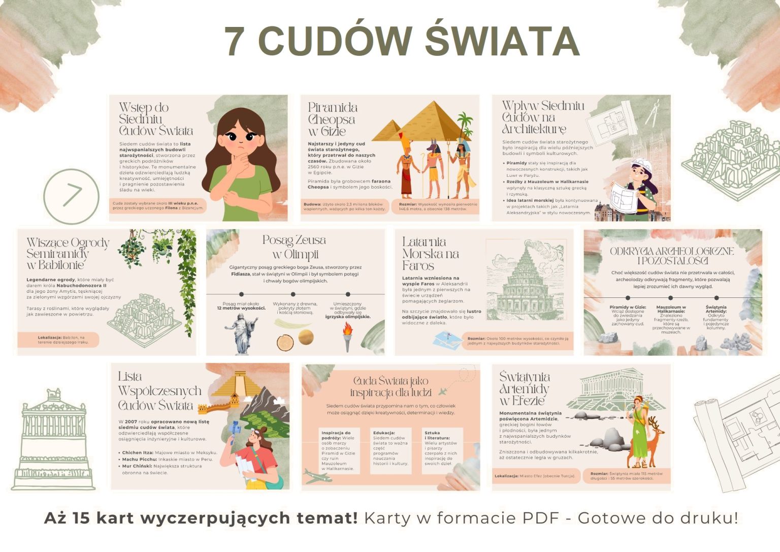 7 Cudów Świata - gazetka szkolna do druku - 2025