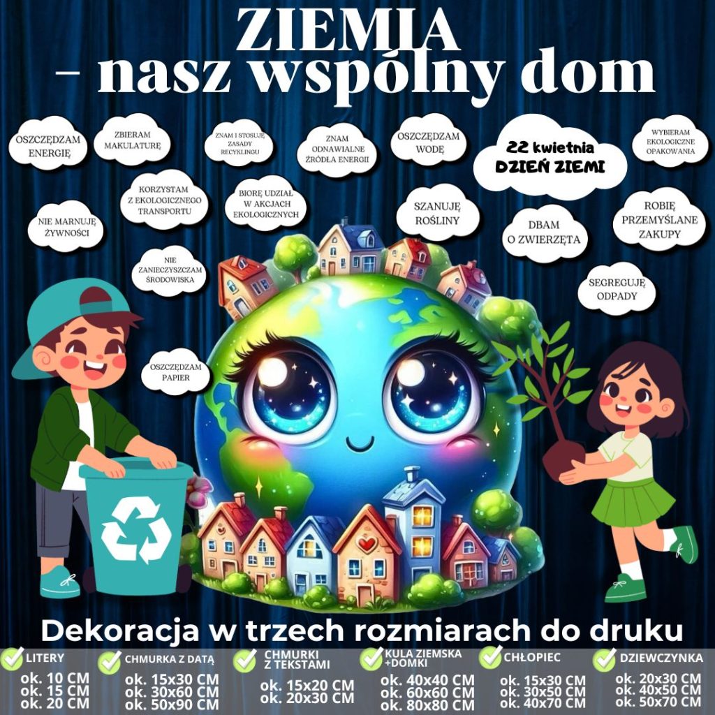 Dekoracja na Dzień Ziemi – 3 rozmiary – (planeta + plansze) (1)