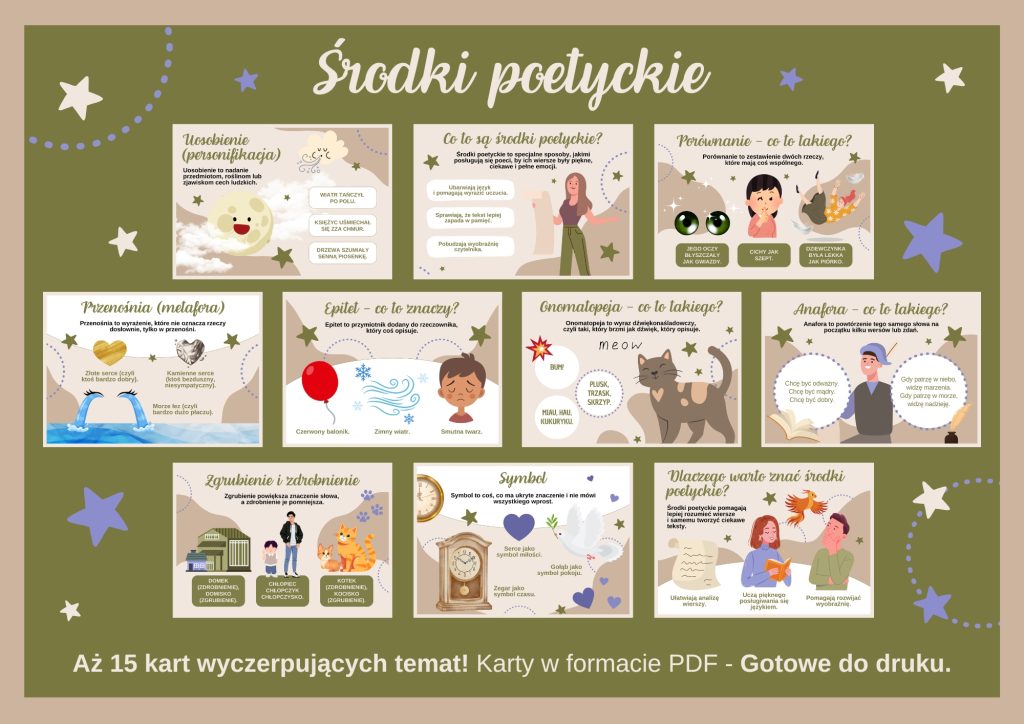 Środki poetyckie - gazetka szkolna do druku - 2025
