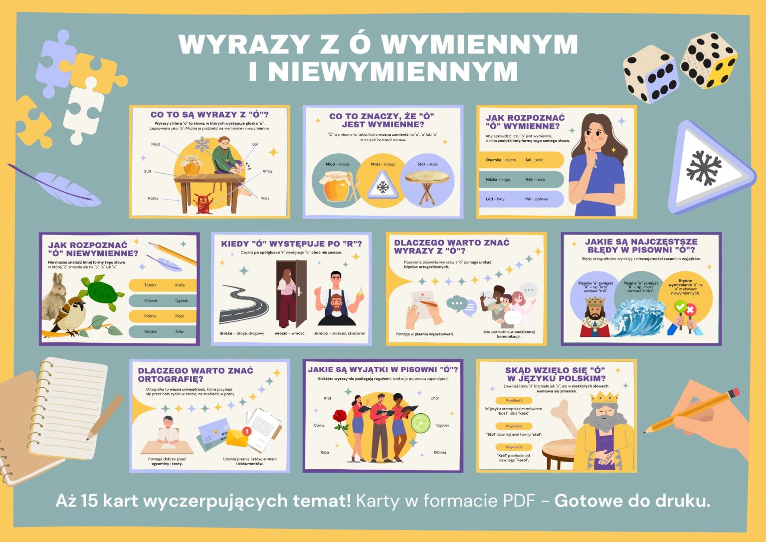 Wyrazy z "ó" wymiennym i niewymiennym - gazetka szkolna - 2025