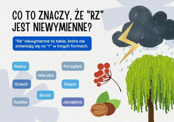 Wyrazy z "rz" wymiennym i niewymiennym - gazetka szkolna - 2025