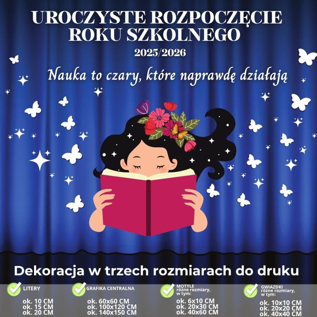 Dekoracja na rozpoczęcie roku szkolnego (3 rozmiary) - czary (1)