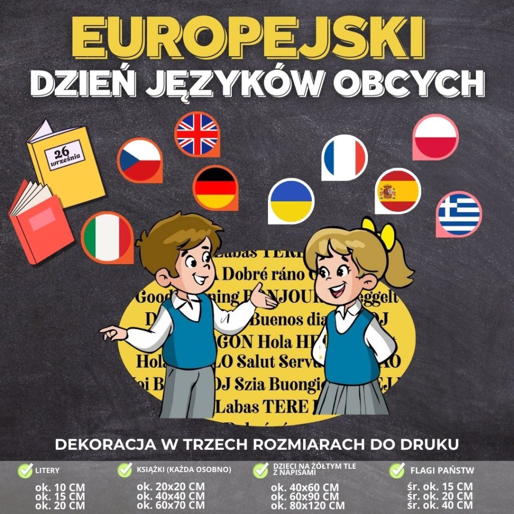 Europejski Dzie J zyk w dekoracja W 3 Rozmiarach Tekst 2026