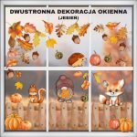 JESIEŃ - dekoracja na okno - dwustronna (2 rozmiary) - zestaw 1