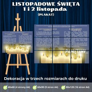 Plakat LISTOPADOWE ŚWIĘTA (1 i 2 listopada ) - (białe świece) (1)