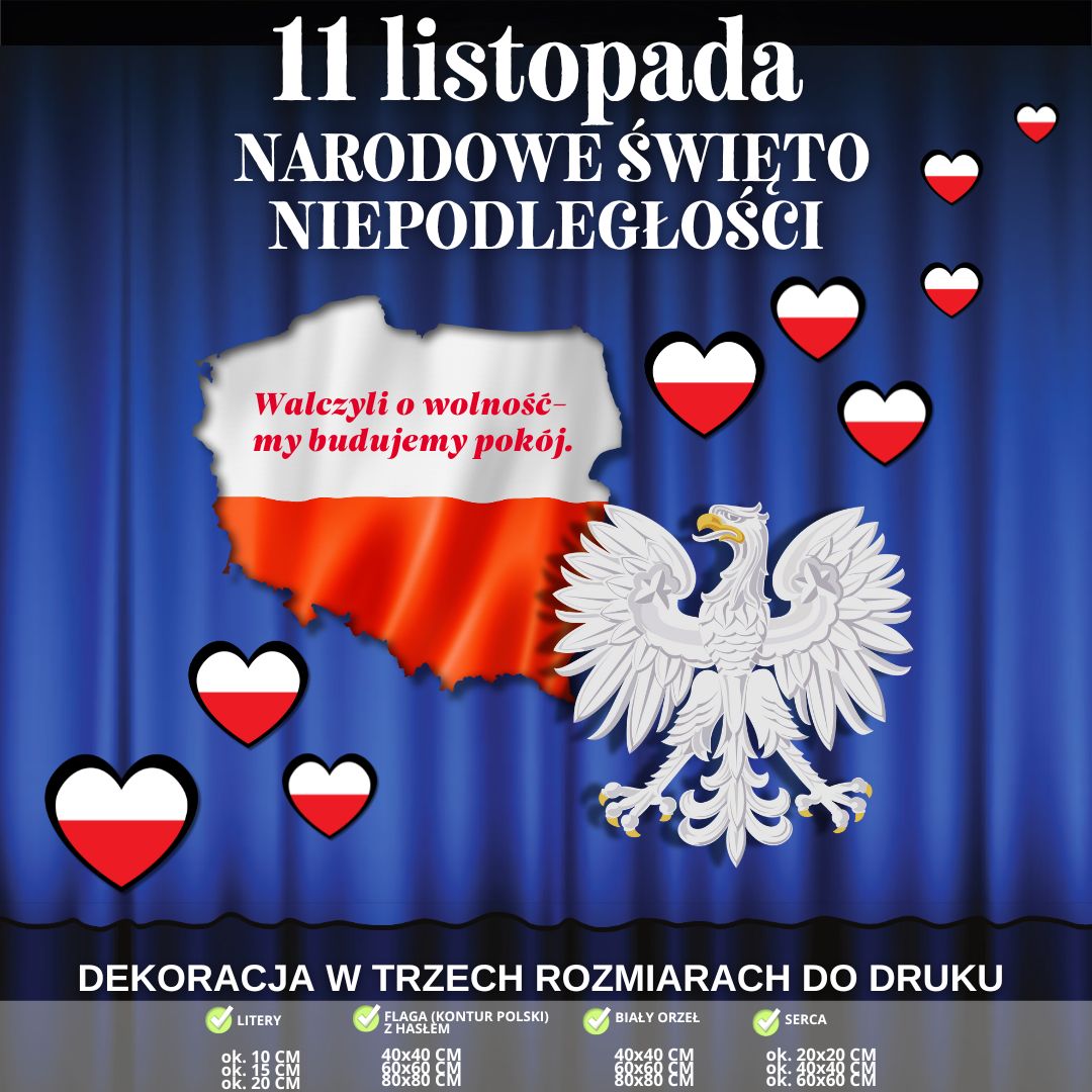 Narodowe Święto Niepodległości - dekoracja w 3 rozmiarach (flaga i orzeł) (4)