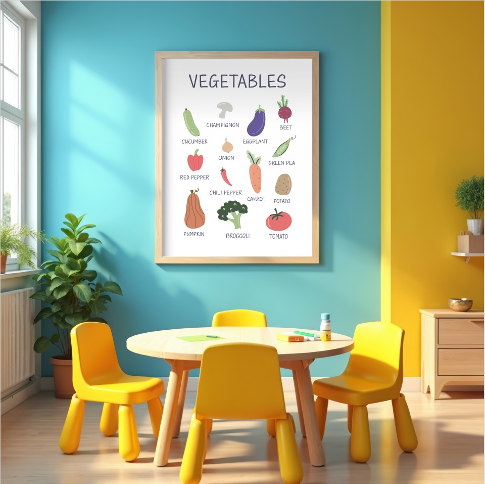 Plakat – Vegatables (warzywa po angielsku) do druku PDF