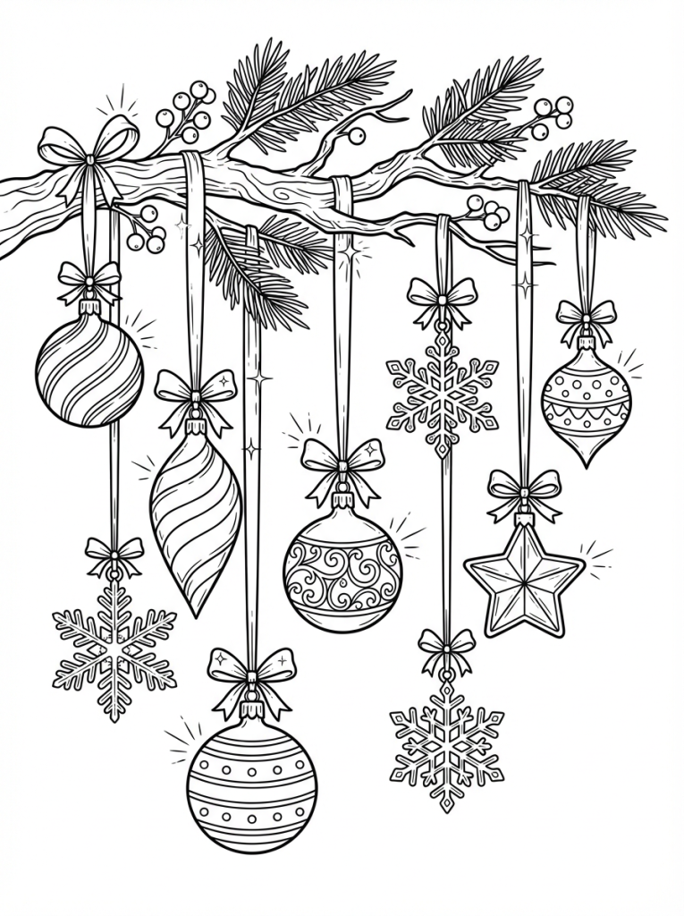 Bożonarodzeniowe ozdoby wiszące na choinkowej gałązce (1)