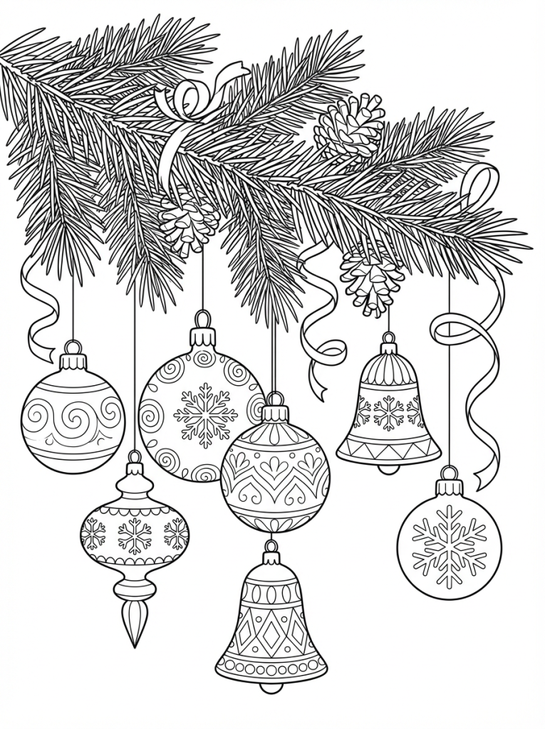Duże bożonarodzeniowe ozdoby wiszące na choinkowej gałązce (1)