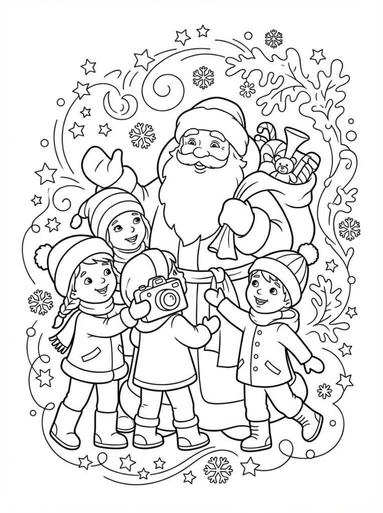 Dzieci robiące zdjęcie z Mikołajem (1)