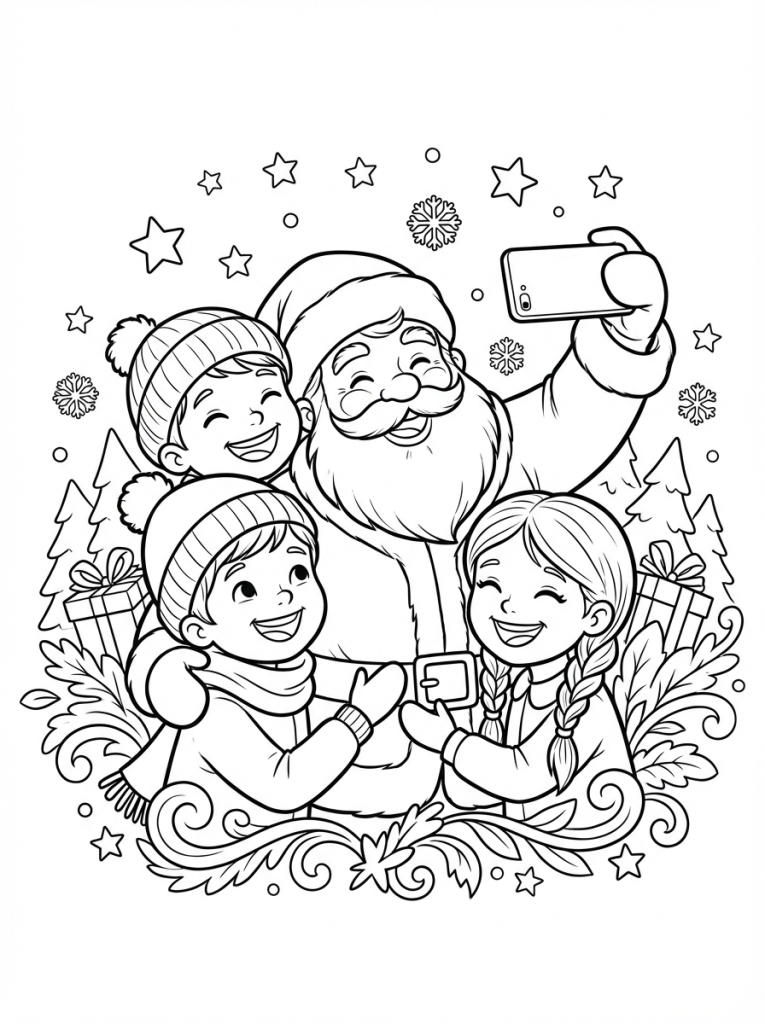 Dzieci robiące zdjęcie z Mikołajem (2)