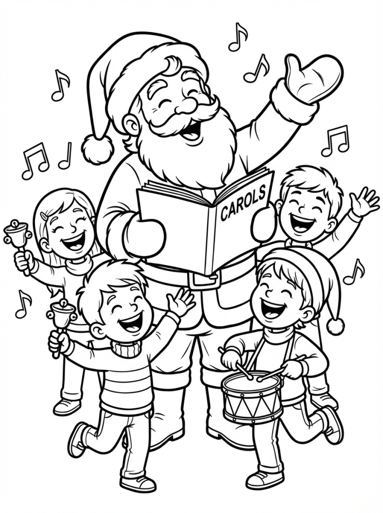 Mikołaj i dzieci śpiewające kolędy (2)