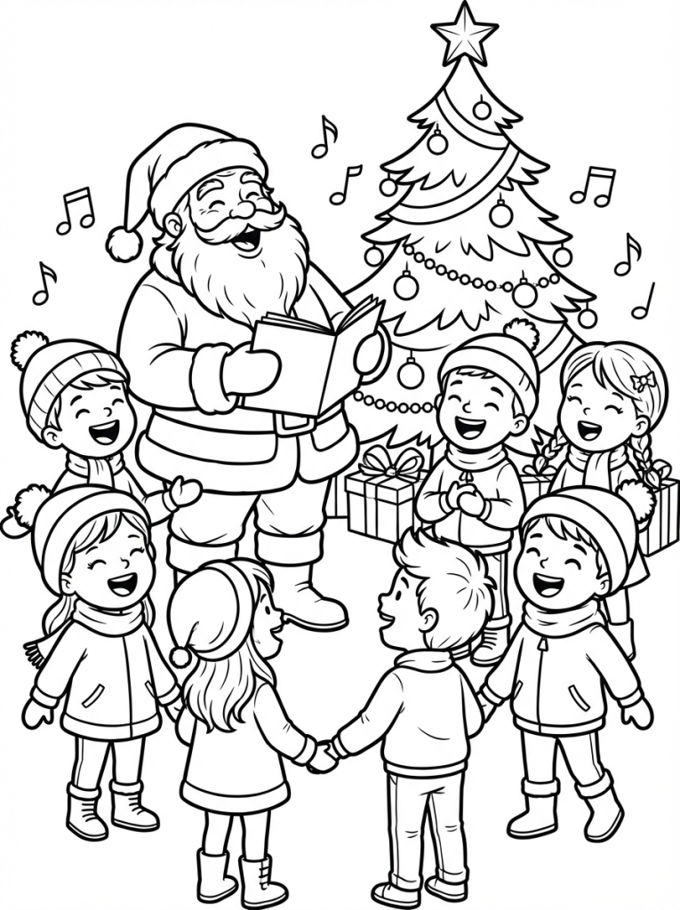 Mikołaj i dzieci śpiewające kolędy (3)