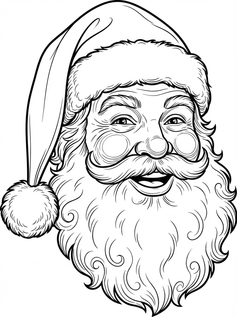 Portret Świętego Mikołaja – twarz, czapka, broda (3)