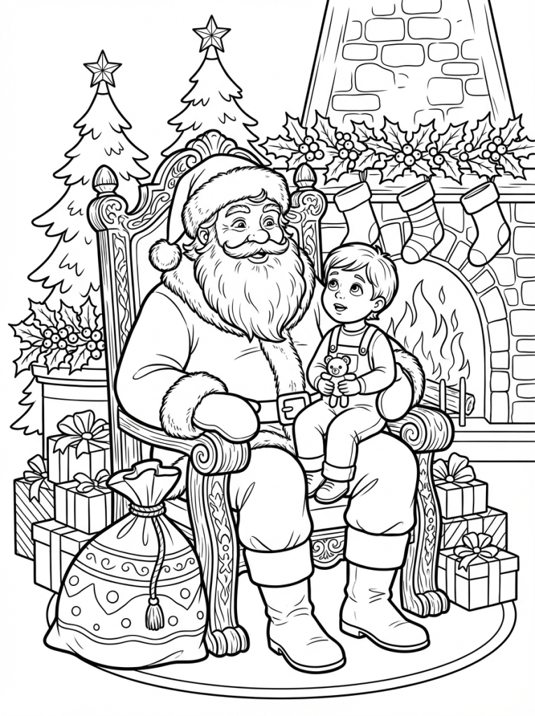 Święty Mikołaj siedzący na tronie z dzieckiem na kolanach (3)