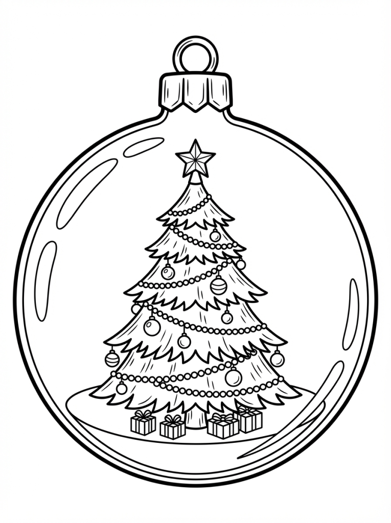 duża bombka choinkowa a w niej świąteczna choinka (2)