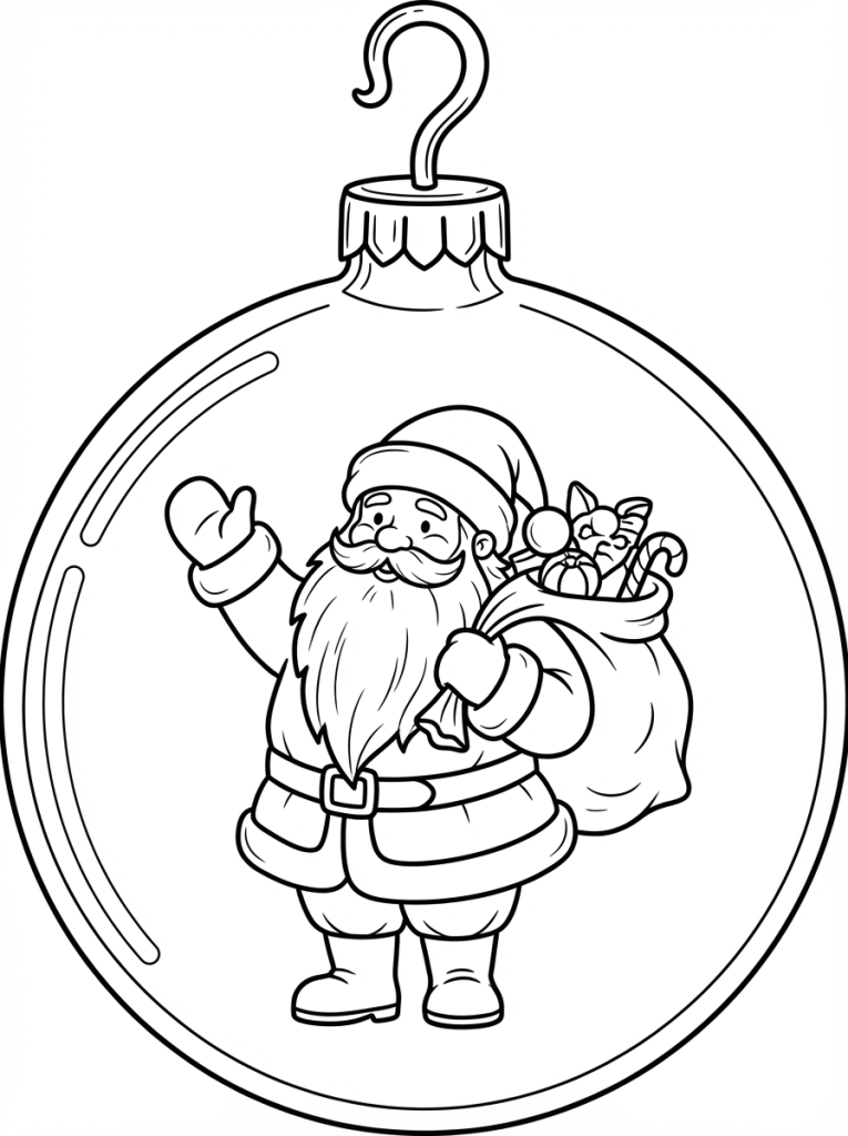 duża bombka choinkowa a w niej święty mikołaj