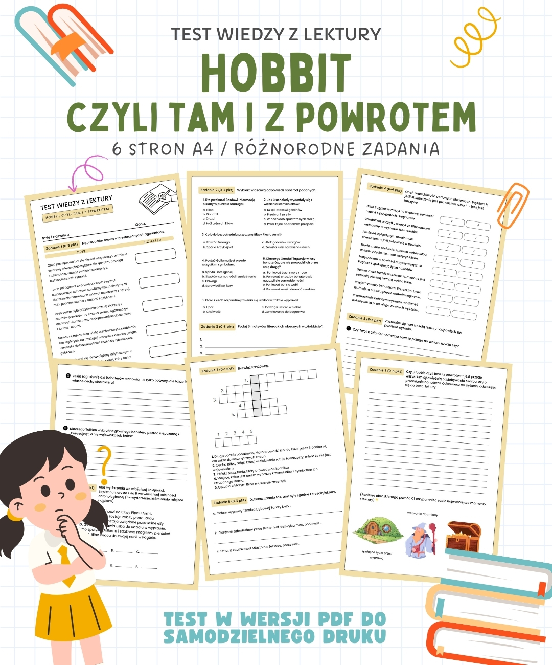 test-z-lektury-hobbit-czyli-tam-i-z-powrotem-6-stron-pdf-do-druku