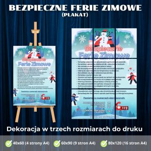 Bezpieczne Ferie Zimowe – plakat PDF do druku (1)