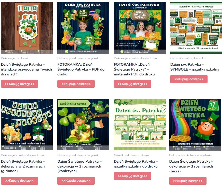 Gazetki i dekoracje na Dzień Świętego Patryka