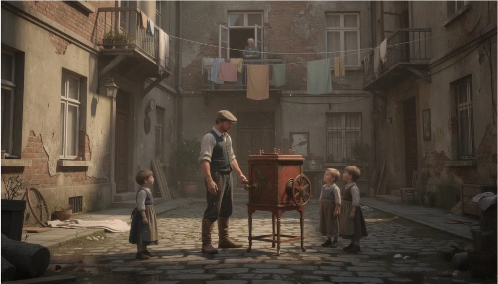 Grajek gra na katarynce