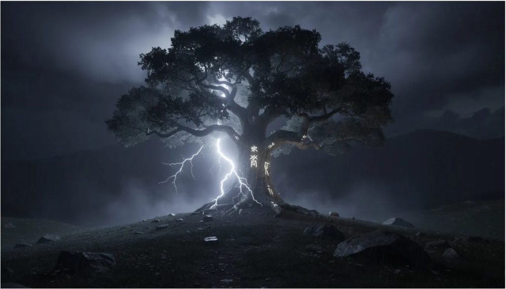 Magiczne drzewo. Czerwone krzesło