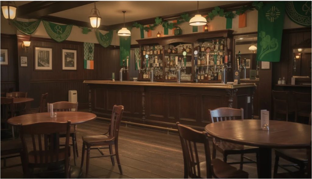 Pub w Irlandii podczas Dnia Świetego Patryka