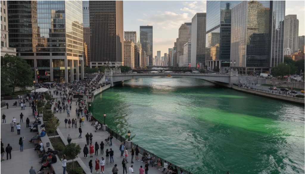 Rzeka w Chicago barwiona na zielono
