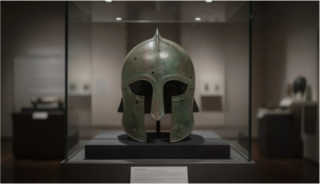 Starożytny koryncki hełm brązowy