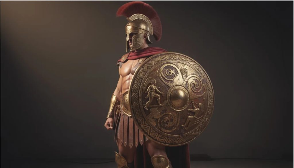 Zbroja i tarcza Achillesa stworzona przez Hefajstosa