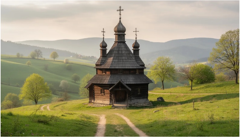 cerkiew grekokatolickiej pw. św. Dymitra Męczennika we wsi Czarne w Beskidzie Niskim